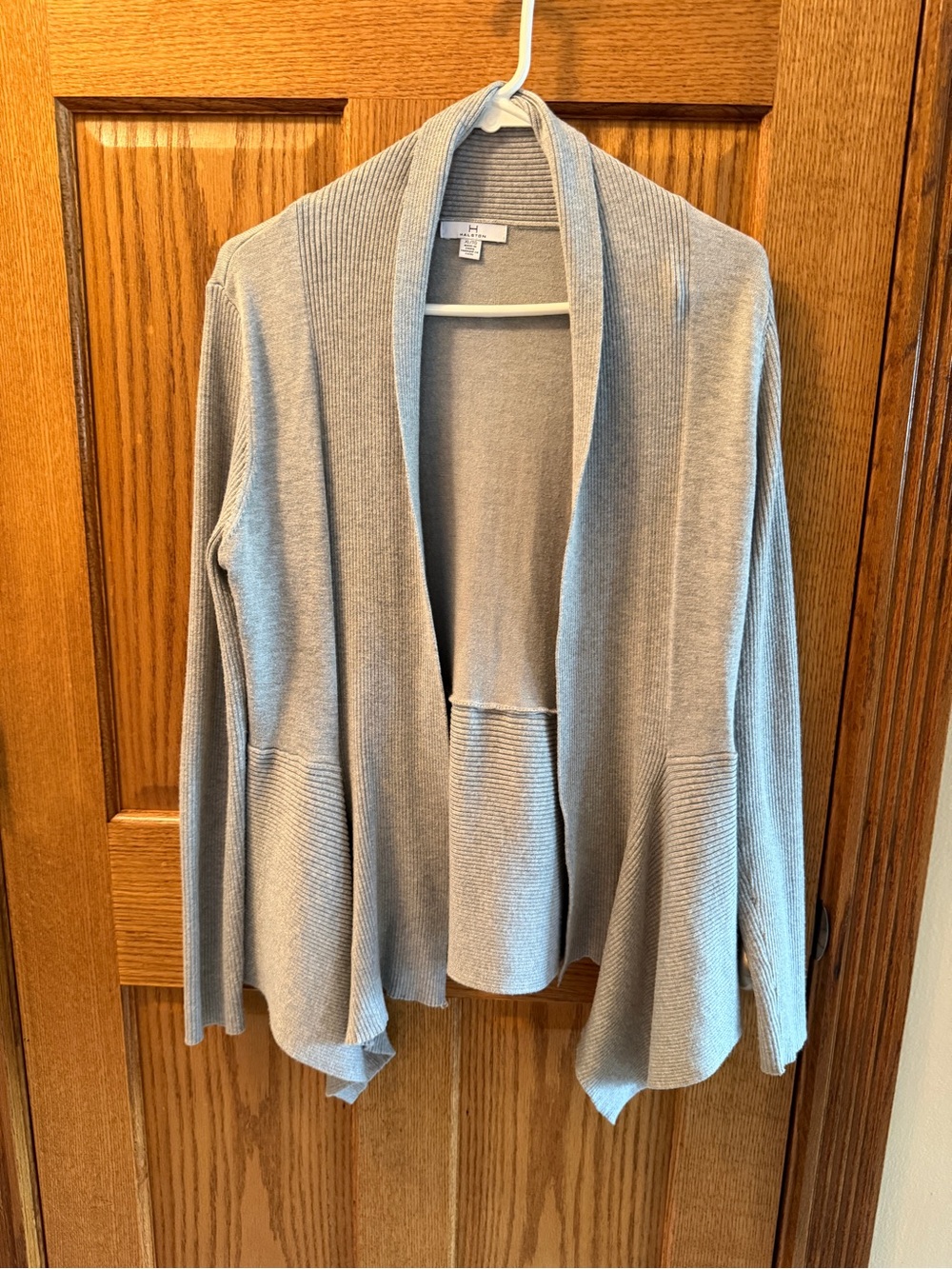 Halston Heritage Xl Light Gray Open Drape Cardigan